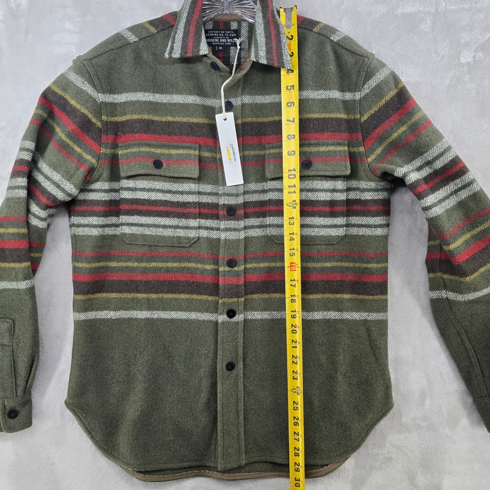 Imogene and Willie Hall CPO Mens M Green Blanket Stripe Wool Blend Shirt Jacket - Picture 6 of 9